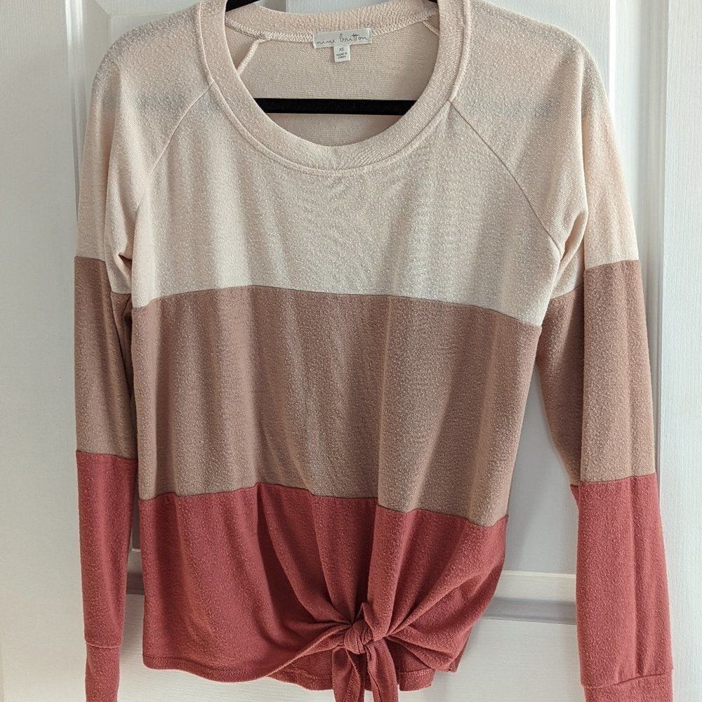 Nine Britton Araya Tie Front Brushed Knit Long Sleeve Top Size XS - Picture 4 of 6